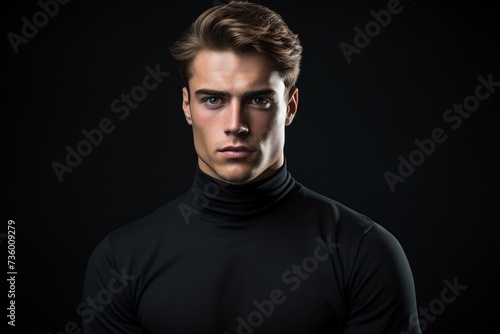 Handsome Man in Black Turtleneck Portrait