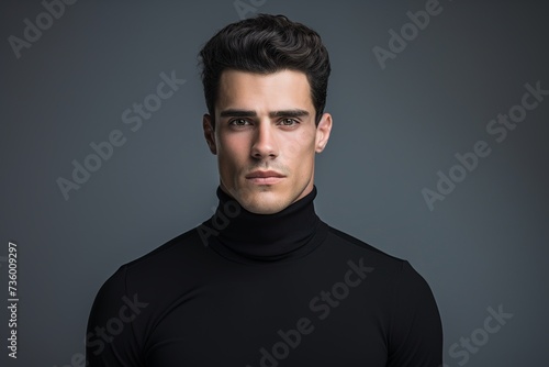 Handsome Man in Black Turtleneck Portrait