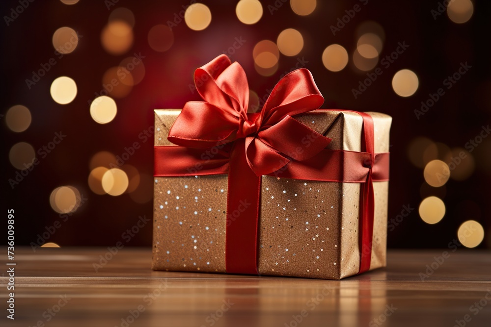 gift in a kraft box with a red bow and red hearts gift in a kraft box with a red bow and red hearts