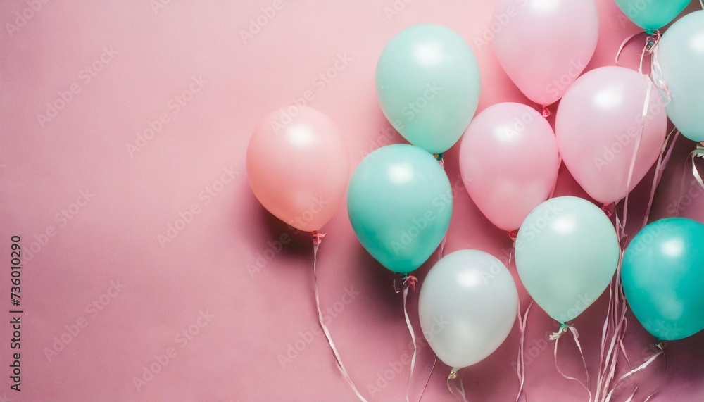 balloons on pink background