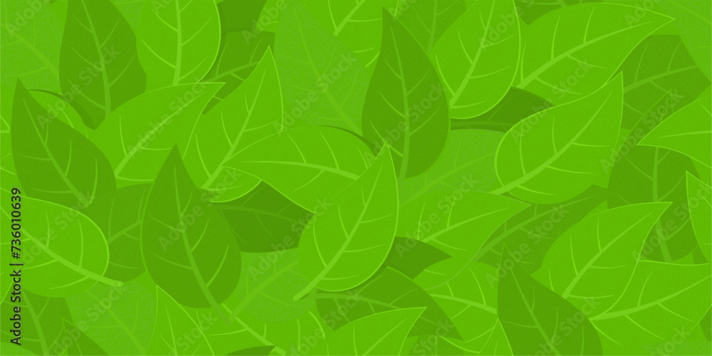 Fototapeta premium Cool Abstract Seamless Pattern With Green Leaves Vector Illustration Background