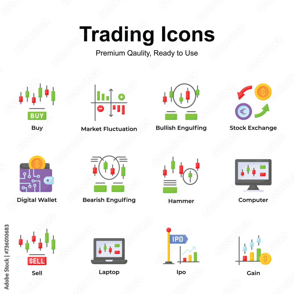 Premium quality pack of trading icons, ready to use and download Premium quality pack of trading icons, ready to use and download