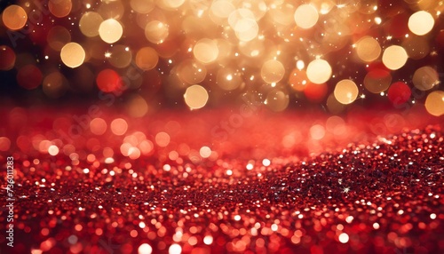 red glitter or red christmas lights background created with