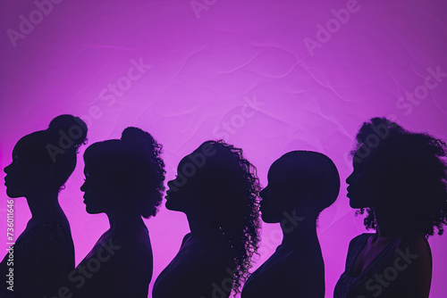 Shadowed Diversity: Ethereal Women on Violet
