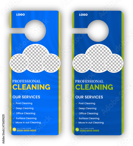Vector door hanger cleaning services template