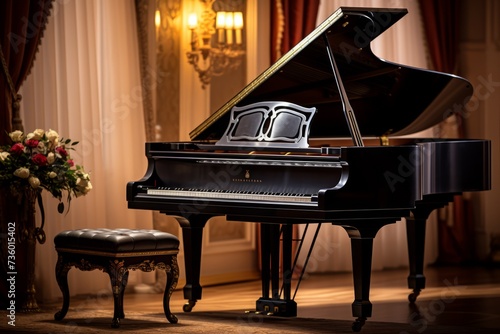 A grand piano in the hotel