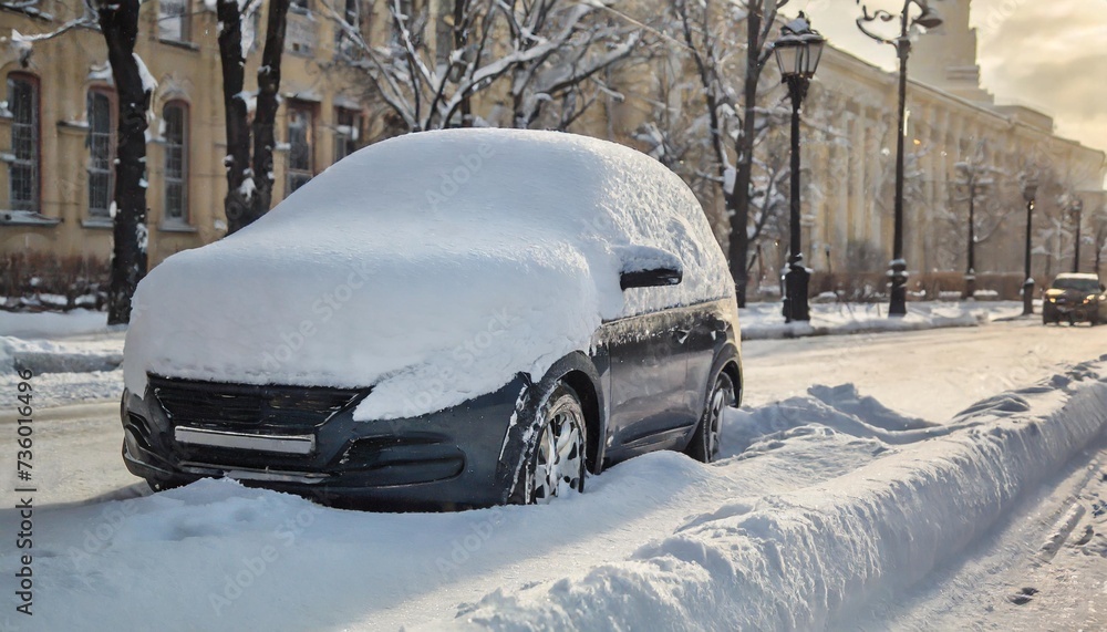 car covered with snow moscow russia