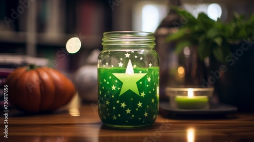 Candle With Star and Plate of Cookies