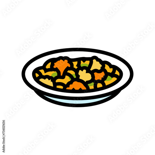 aloo gobi indian cuisine color icon vector. aloo gobi indian cuisine sign. isolated symbol illustration