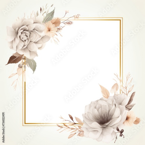 Flowers frame illustration for greeting card and copy space Generative AI