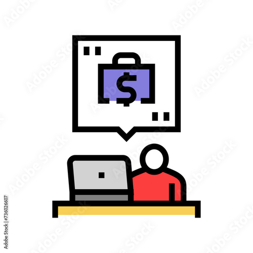 remote freelancing color icon vector. remote freelancing sign. isolated symbol illustration