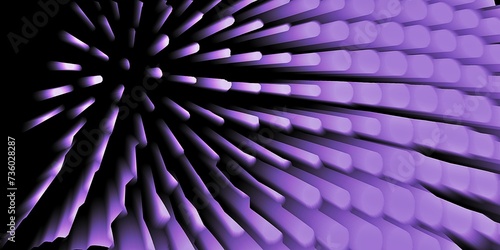 Bright lilac coloured 3d exploding columns in a curved design against a plain black background wide format