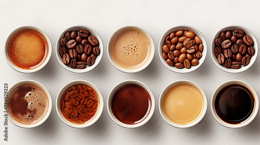 Best quality coffee, coffee bean sample and preparation of coffee variations, espresso cappuccino and others Best quality coffee, coffee bean sample and preparation of coffee variations, espresso cappuccino and others