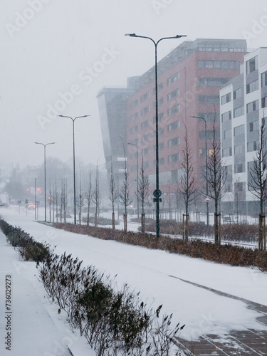 Snow in Vilnius. Kernaves gatve, Šnipiškės photo