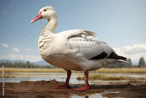 Goose duck at dessert lake side Generative AI