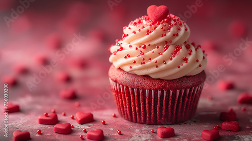 Cupcake with heart details, cupcake that celebrates Valentine's Day, wedding anniversary, couple's party cake dessert