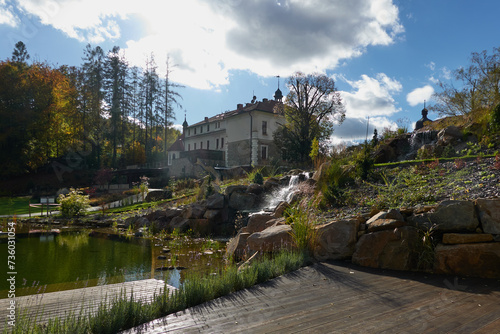 Luhacovice, Czech Republic - October 28, 2023 - view of the Augustinian House on a sunny autumn afternoon