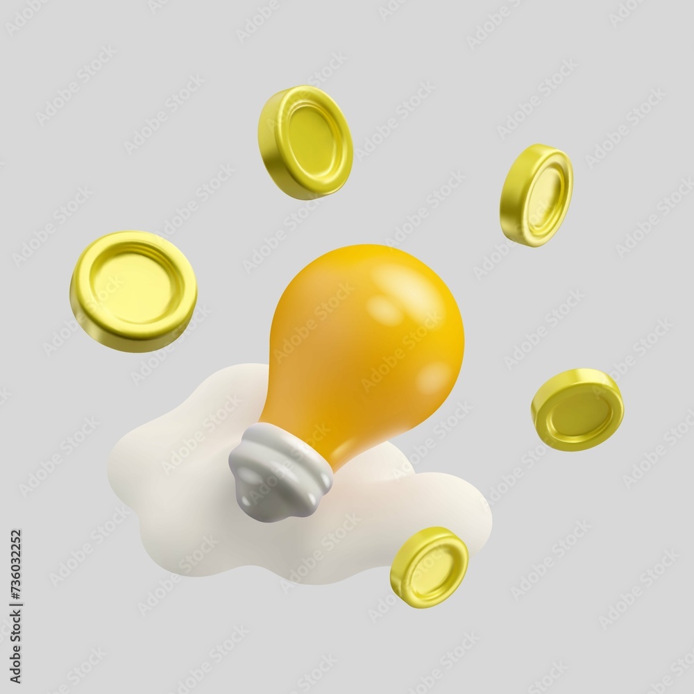 3D light Bulb. 3D light Bulb illustrations. 3d light illustration. 3D illustration of light Bulbs.  - 3