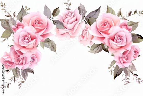 Roses in watercolor on white background