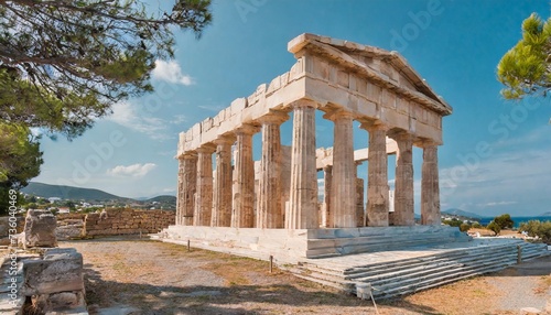 temple of goddess aphaia on aegina island in saronic gulf greece photo