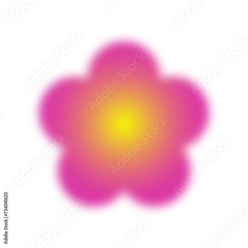flower Y2k gradient blurred elements abstract shapes. © Boonsub