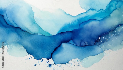 artistic blue abstract watercolor background banner on white watercolor texture and creative flowing paint gradients abstract watercolor
