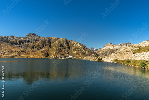 Mountain landscape with Totensee lake at the Grimsel Pass, Obergoms, Canton Valais, Switzerland © Conny Pokorny