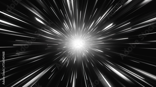 黒背景にシルバーの放射状の光の背景 photo