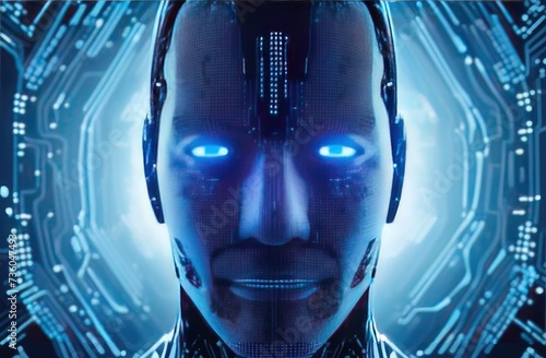 Cyborg man, male robot,High-tech futuristic man from the future.