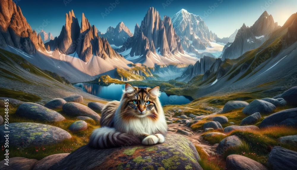 Himalayan Cat's Mountain Retreat - obrazy, fototapety, plakaty 