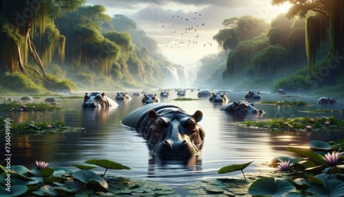 Hippopotamus's Serene Rive photo