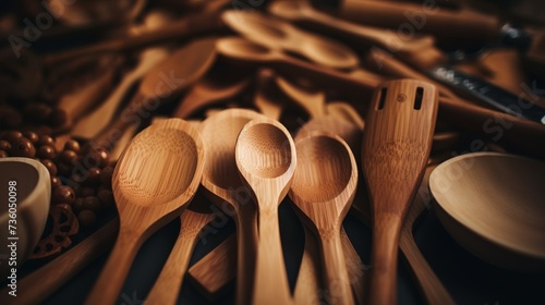A Bunch of Wooden Spoons Sitting on Top of a Table