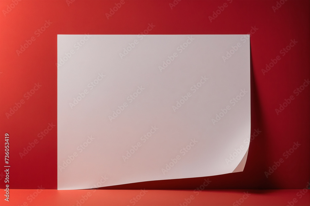 Empty white paper sheet isolated on red background - Mockup Empty white paper sheet isolated on red background - Mockup