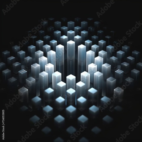 3D data visualization, Features long square pillars arranged in a diamond pattern