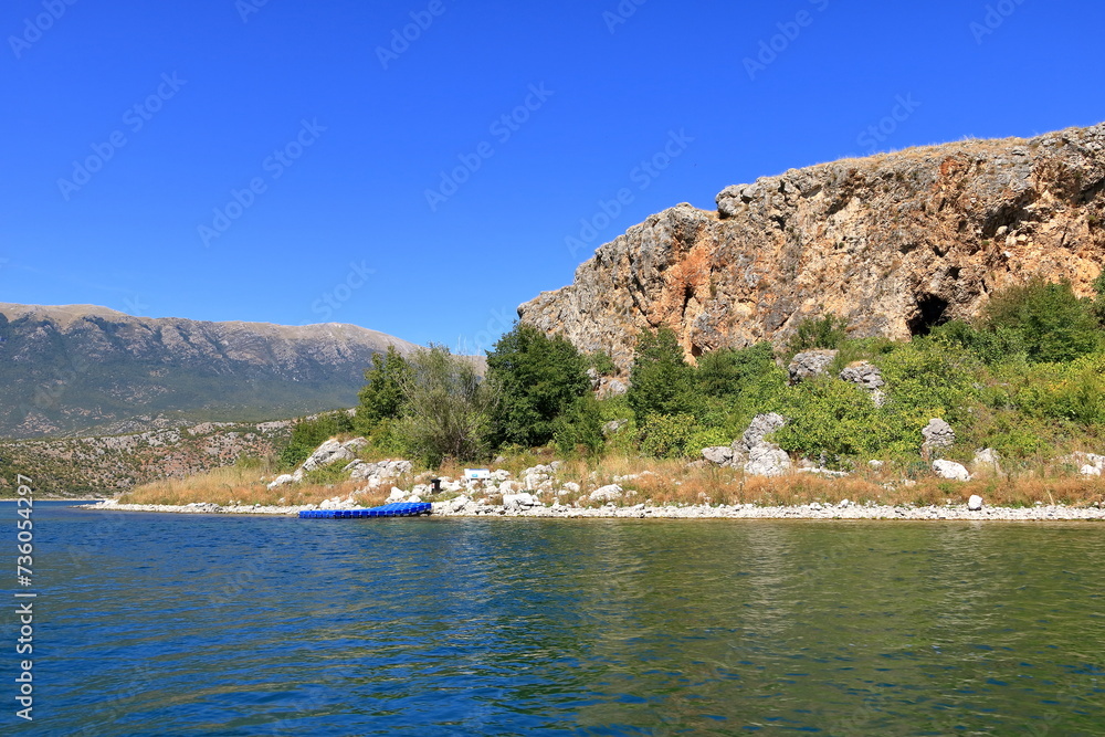 View at maligrad island (albania) at lake prespa