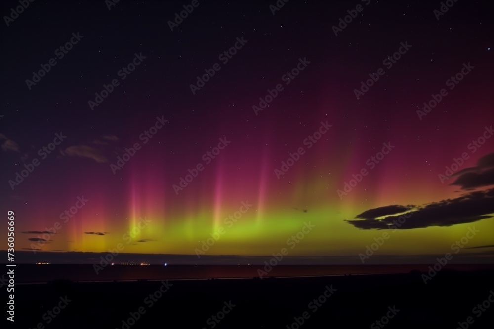 night sky with northern lights moving across the horizon