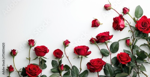 red rose flowers on white background