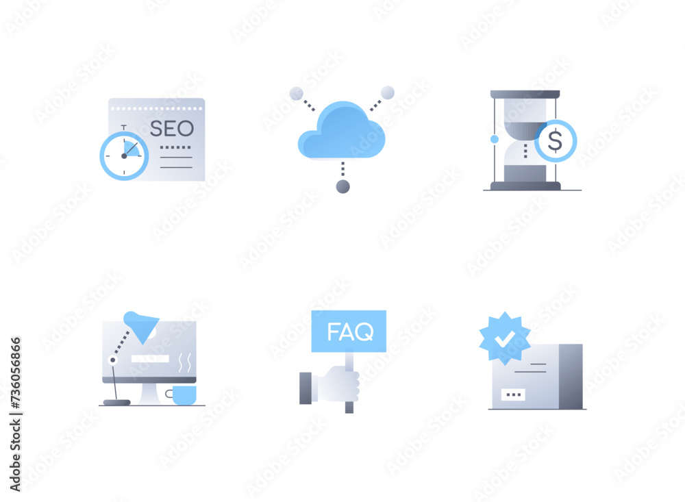 Office and business - flat design style icons set Office and business - flat design style icons set