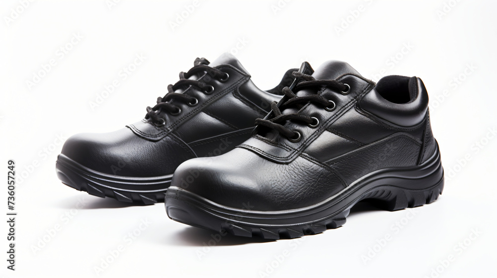 Pair of black safety leather shoes