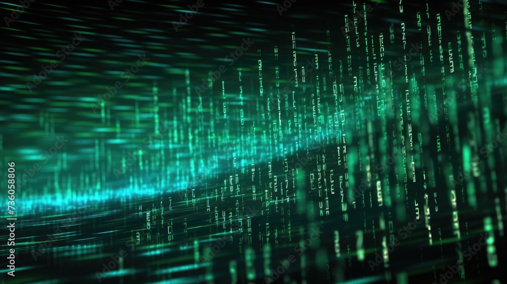 Background binary code is in emerald color. Background binary code is in emerald color.