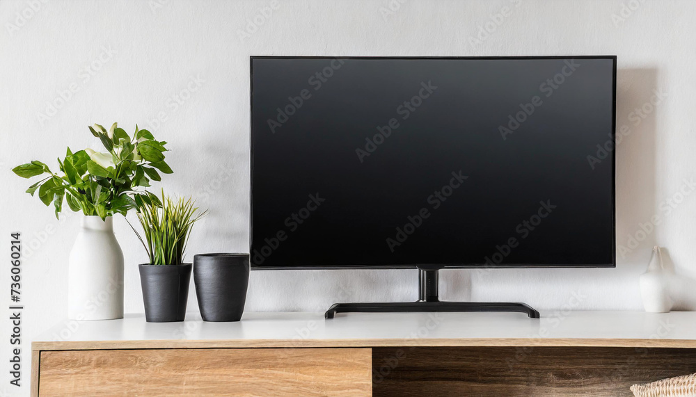 smart tv mockup hanging on the concrete wall in modern luxury interior smart tv mockup hanging on the concrete wall in modern luxury interior