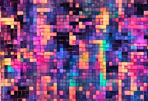 A digital composition of pixelated patterns and glitched textures