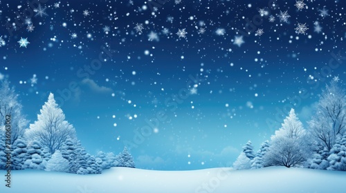 Background for creating 2024 greeting cards. xmas holiday celebrations, evening banner or invitation background with snowfalls and christmas tree © Various Backgrounds
