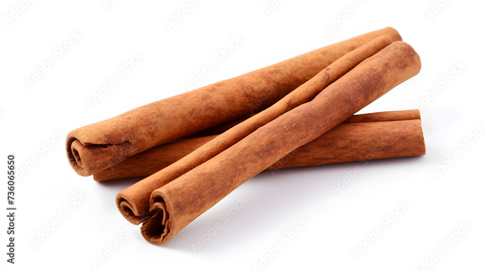 Cinnamon sticks isolated on white background. Neural network AI generated art Cinnamon sticks isolated on white background. Neural network AI generated art