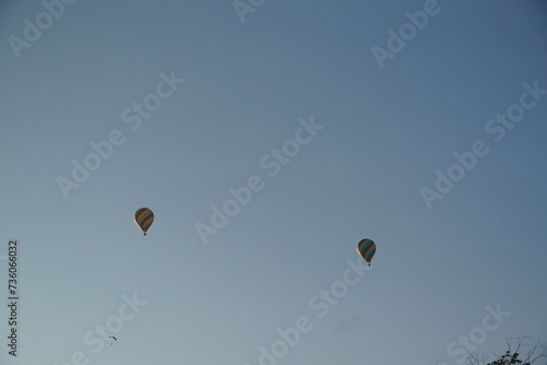 Air balloon in the sky in Vang Vieng, Laos.