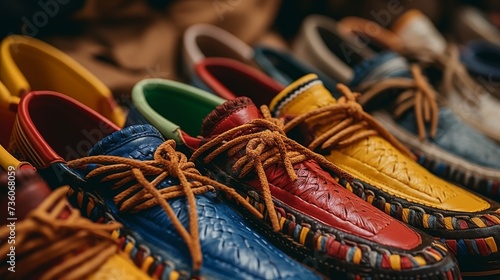 Colorful Shoes Resting on Table