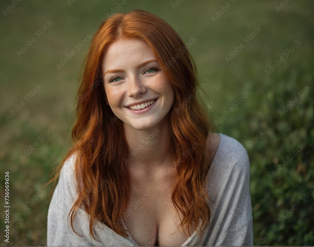 Young relaxed red-haired woman
