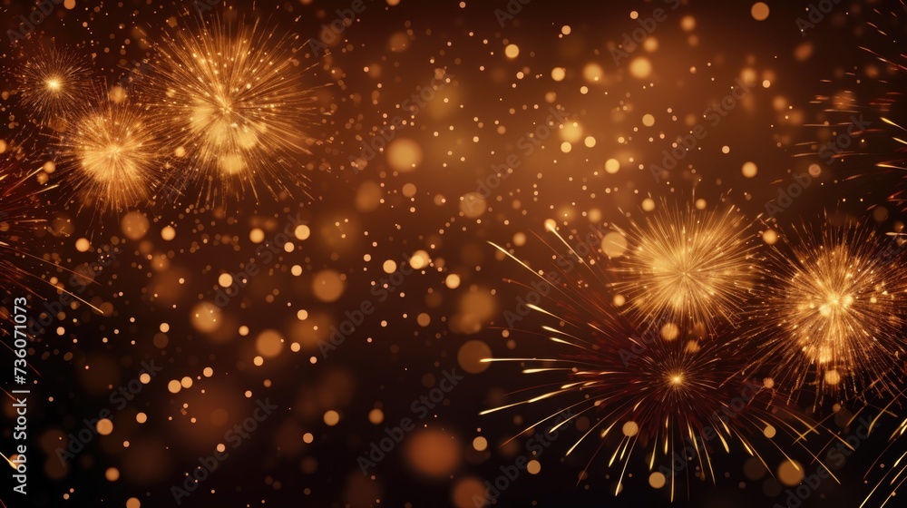 Obraz premium Background of fireworks in Brunette color.