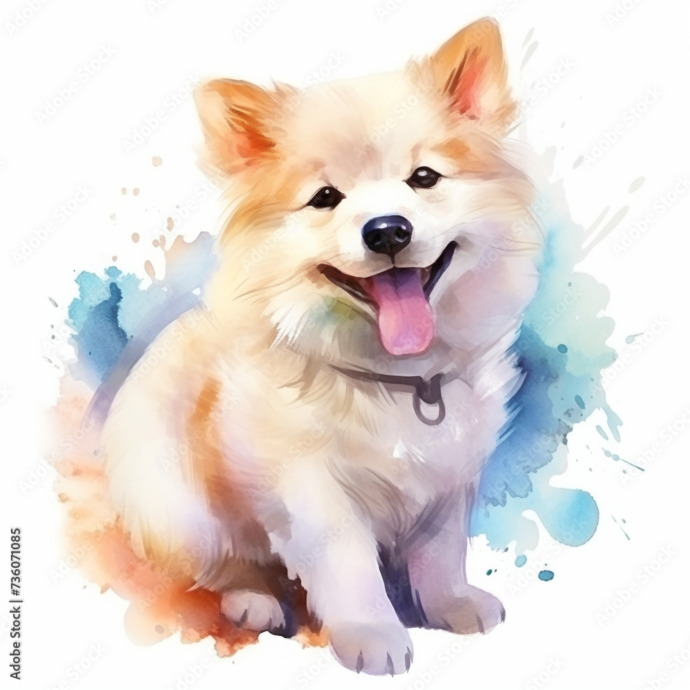 Dog. Sticker in pastel colors on a white background Dog. Sticker in pastel colors on a white background