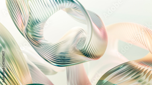 Glass Ripped Plastic Abstract Wave Background in White 